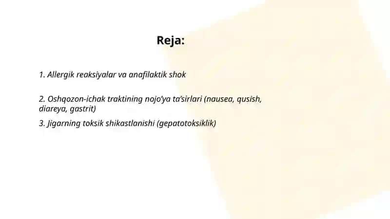 Dorini organizmga yuborilganda nojòya ta'sirlari 2
