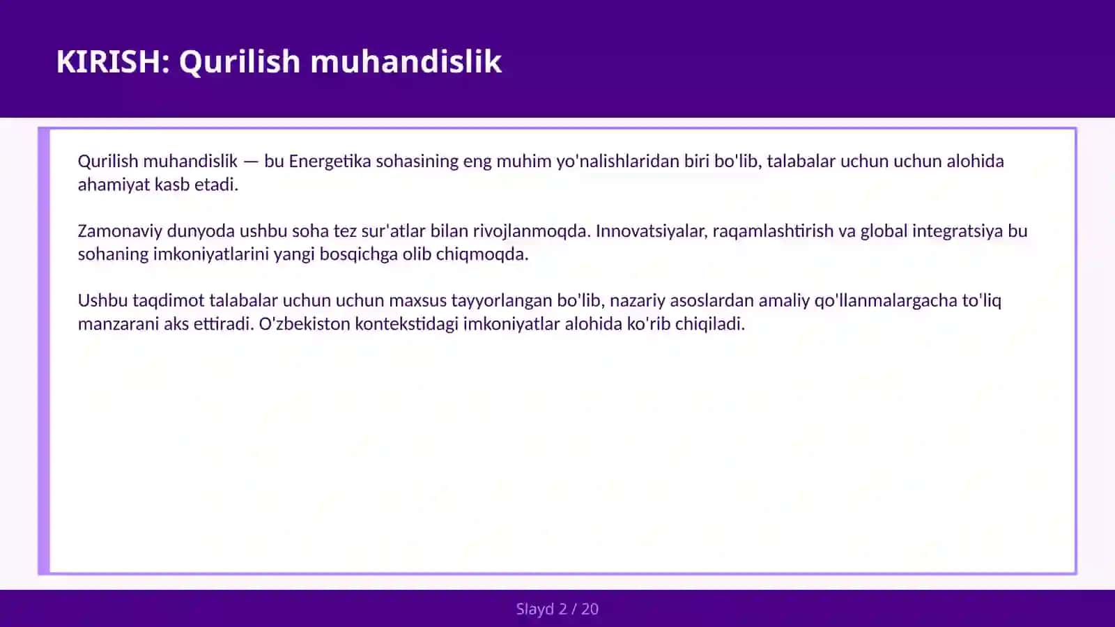 Qurilish muhandislik 2