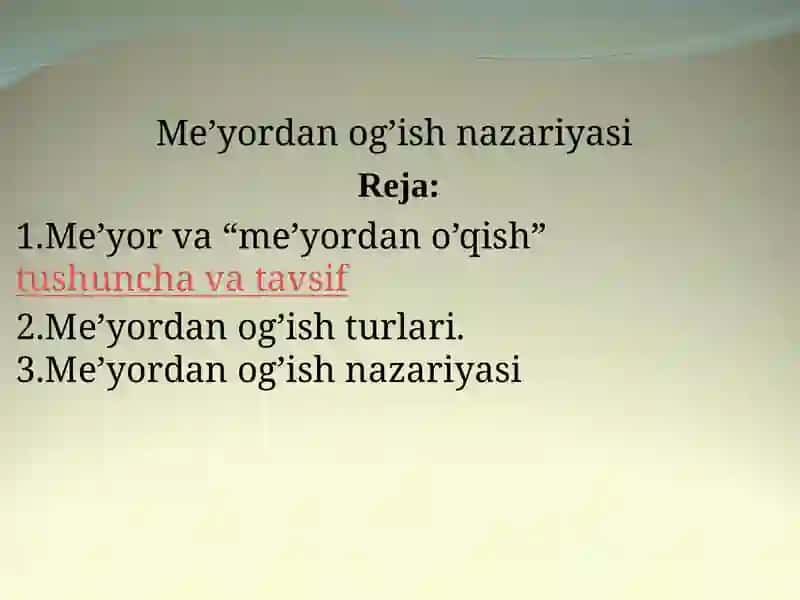 Me’yordan Og’ish Nazariyasi 2