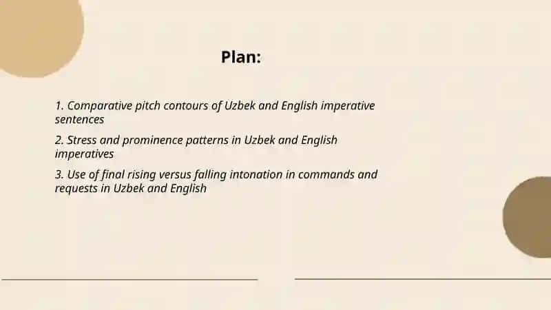 Comparison of the intonation of imperative sentences of Uzbek and English 2