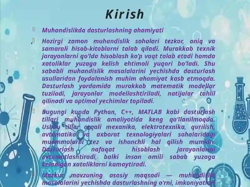 Muhandislik masalalarini yechishda dasturlash usullari 2
