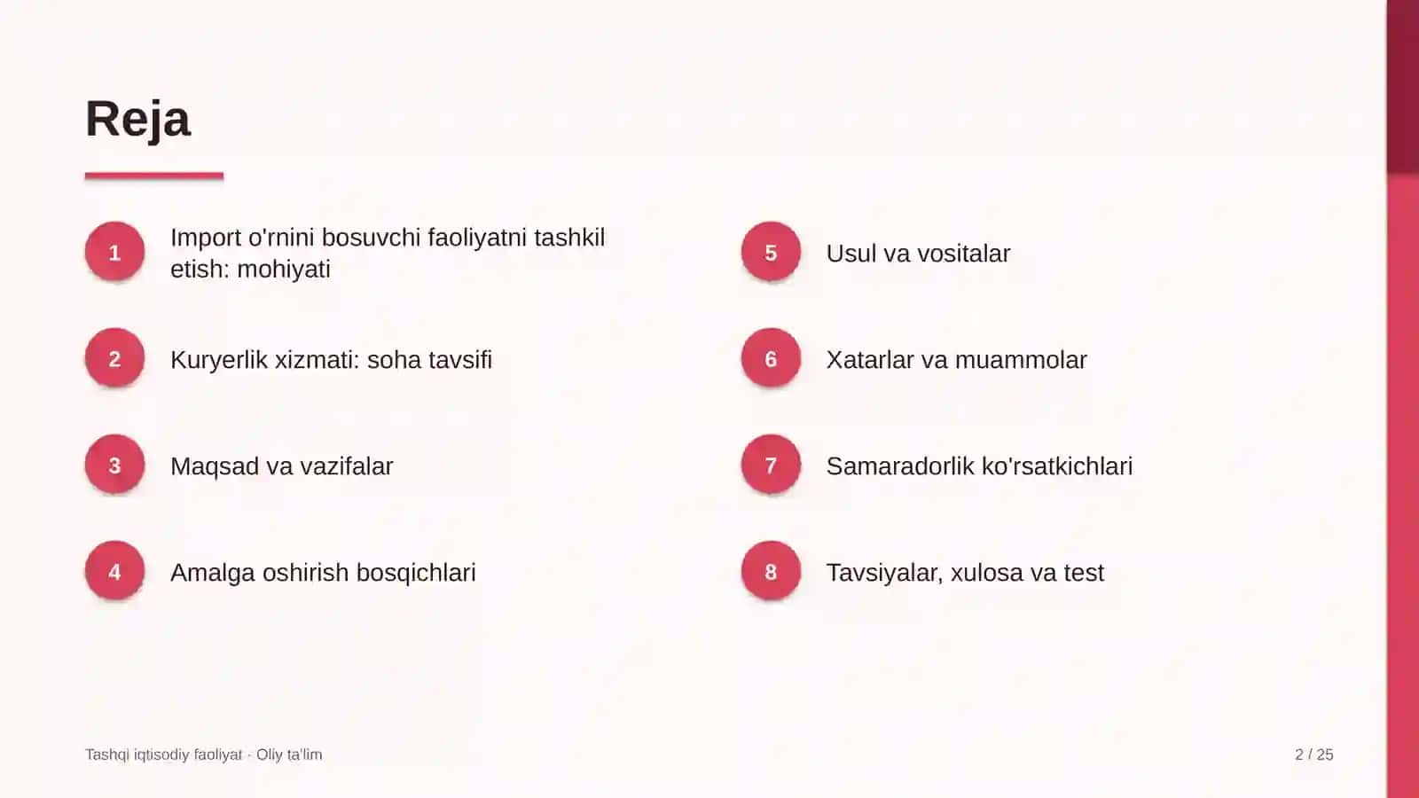 Kuryerlik xizmatida import o'rnini bosuvchi faoliyatni tashkil etish 2