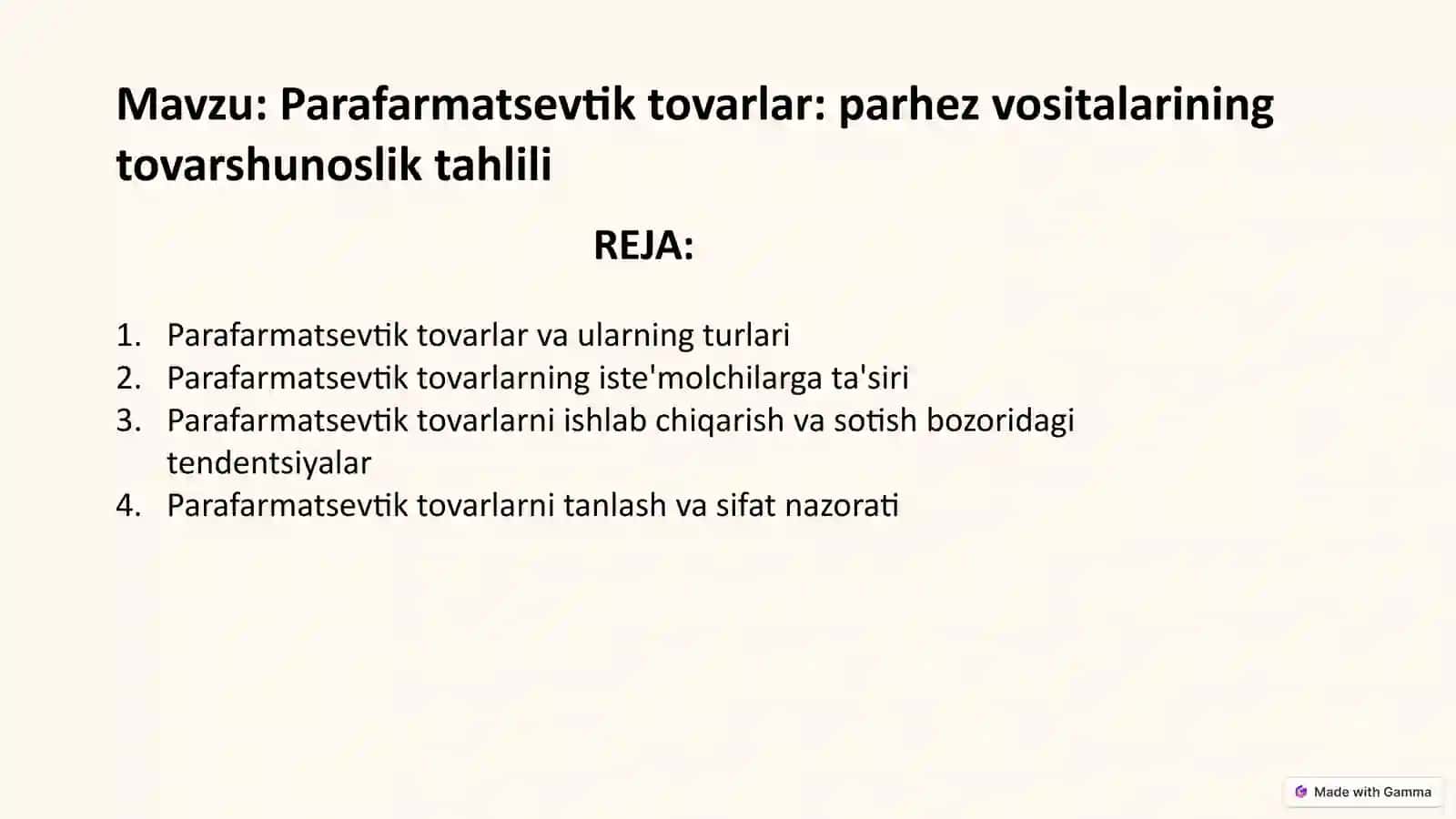 Parafarmatsevtik tovarlar: parhez vositalarining tovarshunoslik tahlili 2
