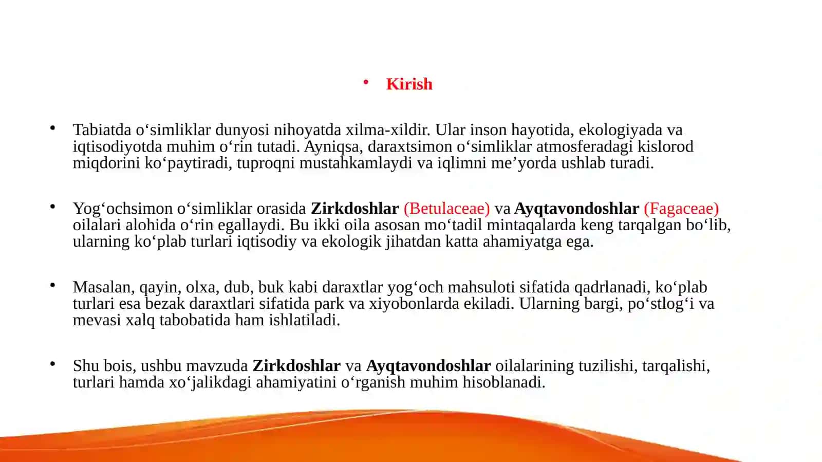 Zirkdoshlar va Ayqtavondoshlarning taqqoslanishi 2