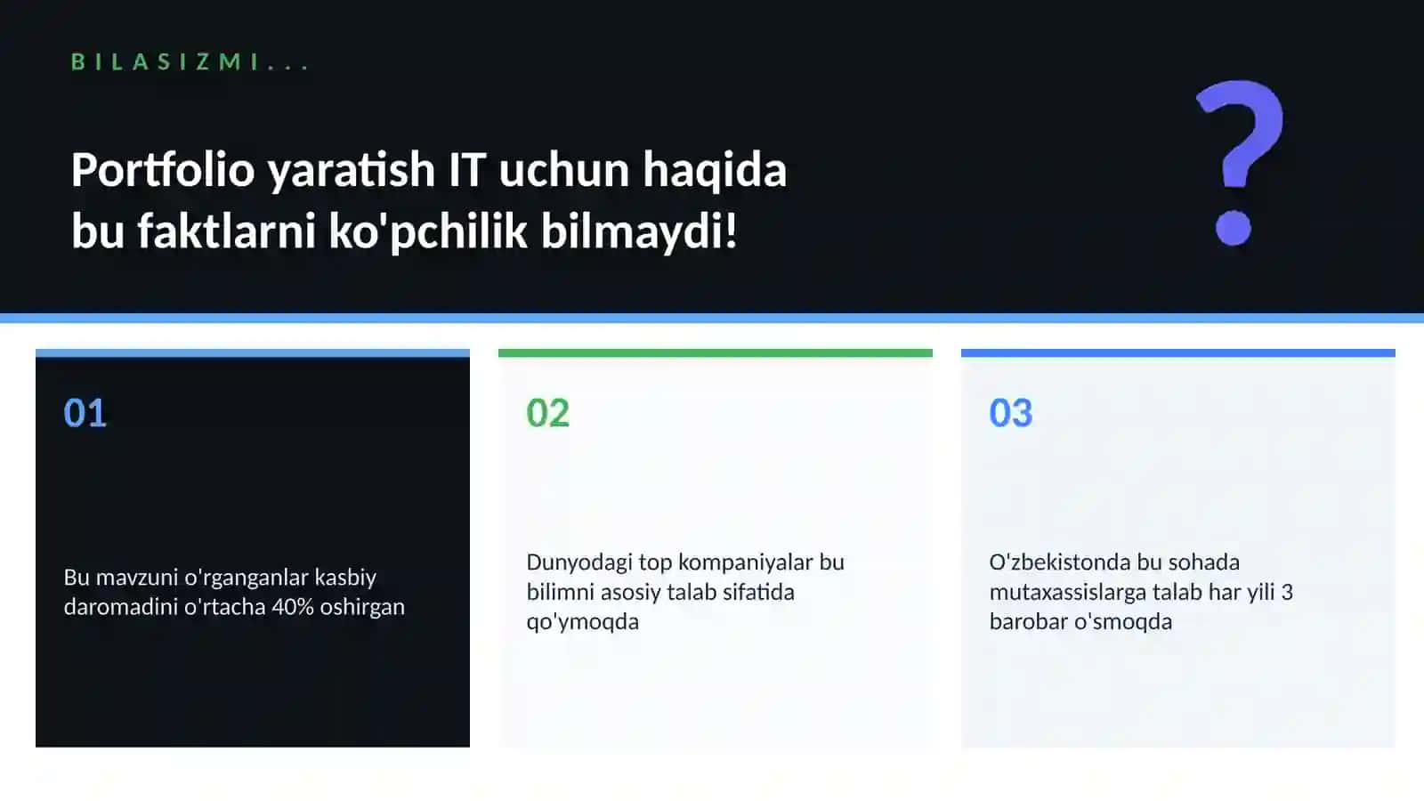 Portfolio yaratish IT uchun 2