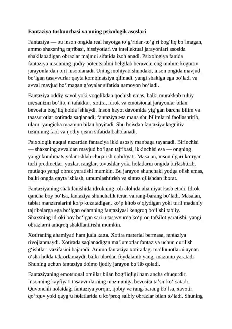 Fantaziya va kreativ tafakkur o‘rtasidagi bog‘liqlik 2