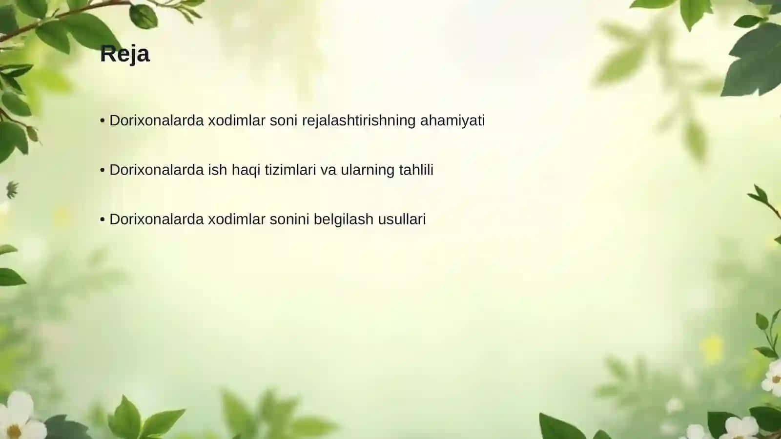 Dorixonalarda xodimlar soni va ish haqqini rejalashtirish 2