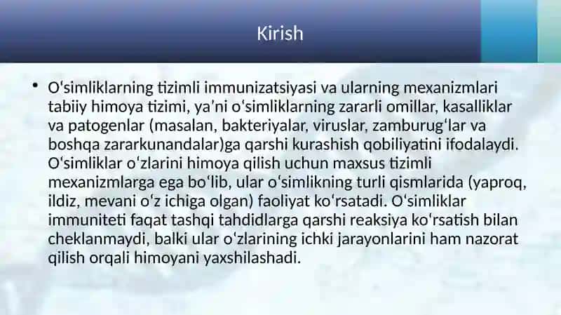 Oʻsimliklarning tizimli immunizatsiyasi va ularning mexanizmlari 2