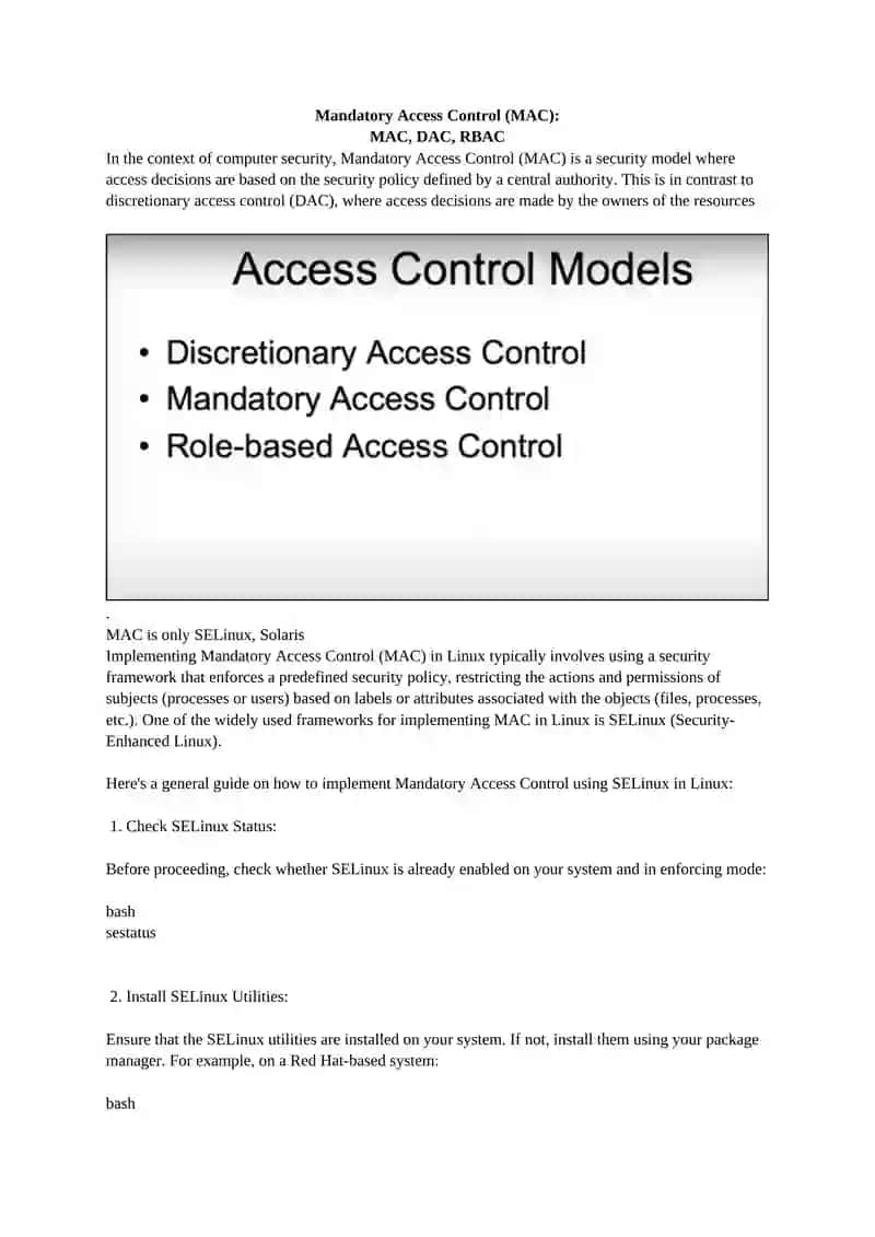 Mandatory Access Control (MAC) 2