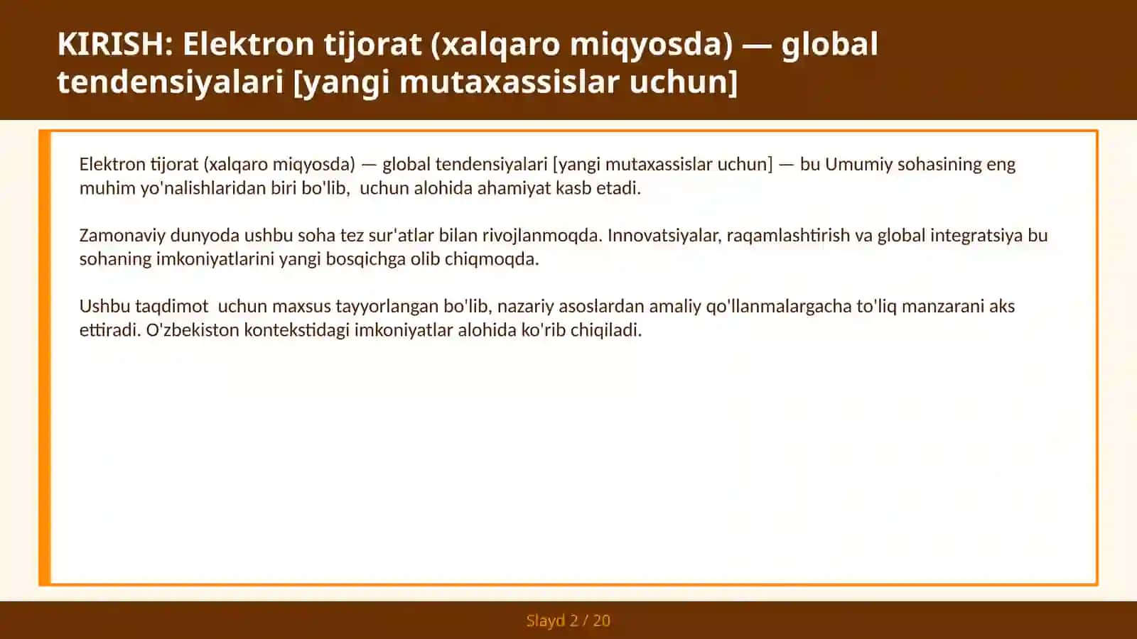 Elektron tijorat (xalqaro miqyosda) — global tendensiyalari [yangi mutaxassislar uchun] 2