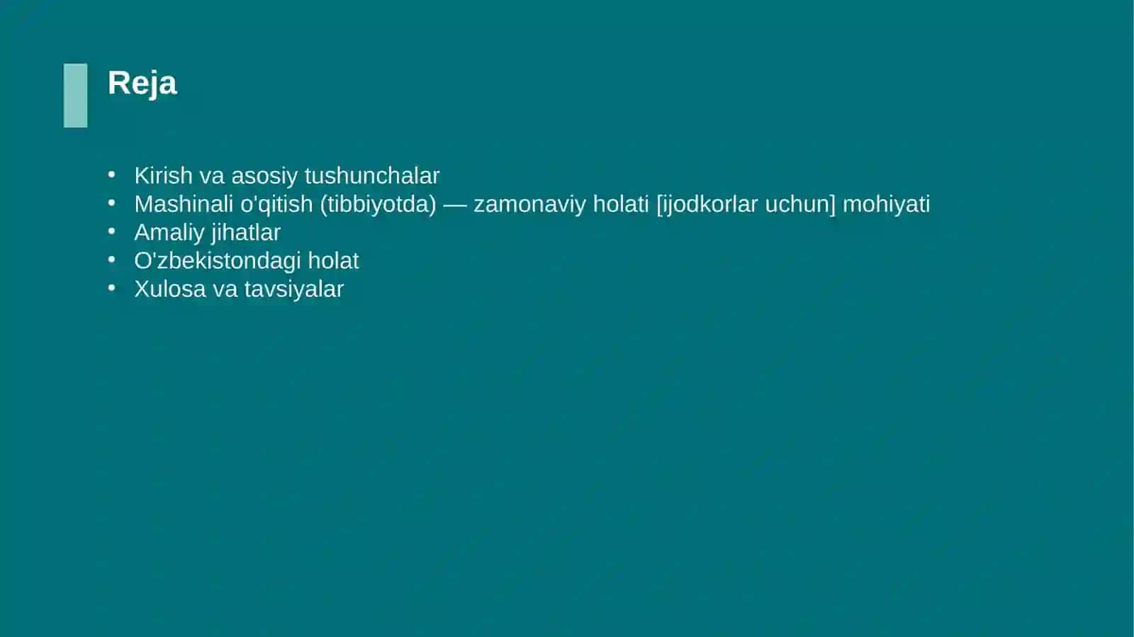 Mashinali o'qitish (tibbiyotda) — zamonaviy holati [ijodkorlar uchun] 2