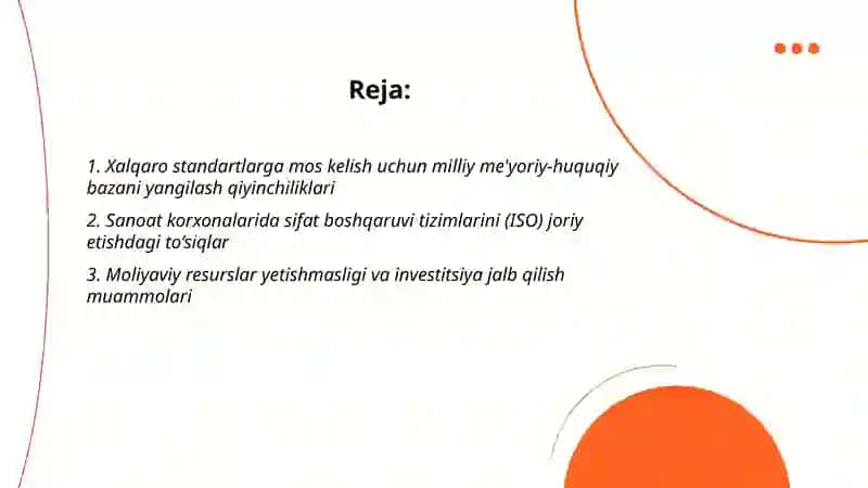 O‘zbekiston sanoatida xalqaro standartlarni joriy etishdagi qiyinchiliklar va imkoniyatlar 2