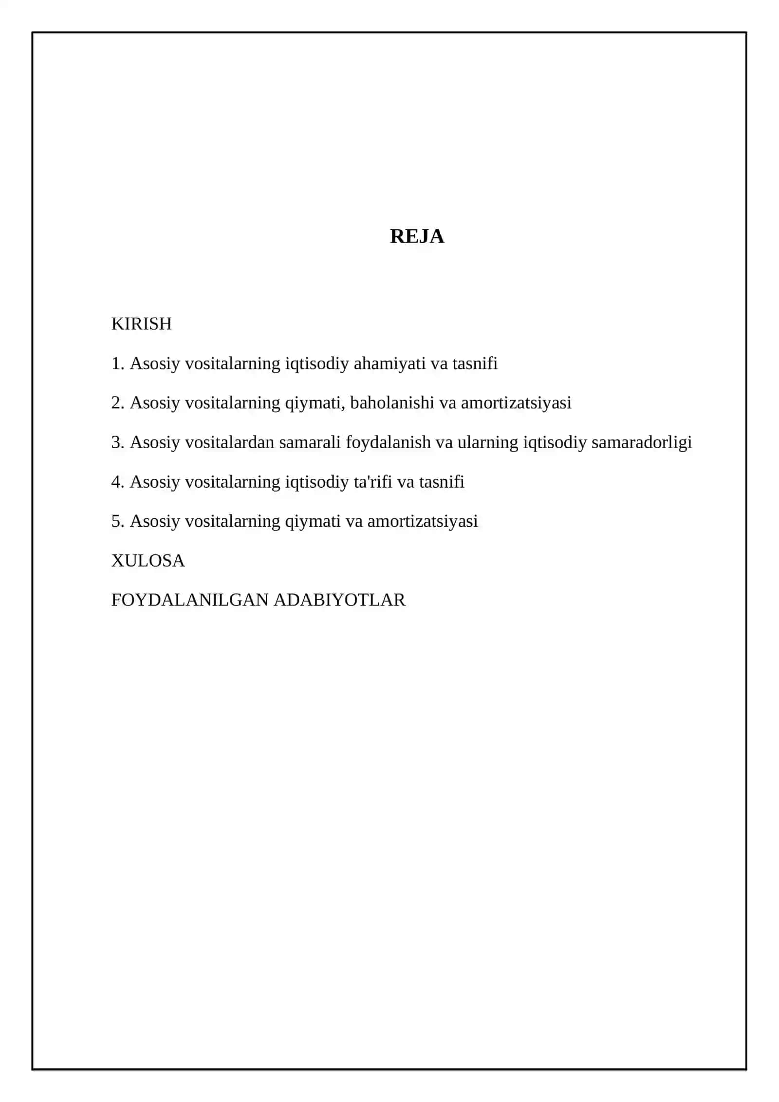 Asosiy vositalarning Iqtisodiy Ahamiyati va Tasnifi 2