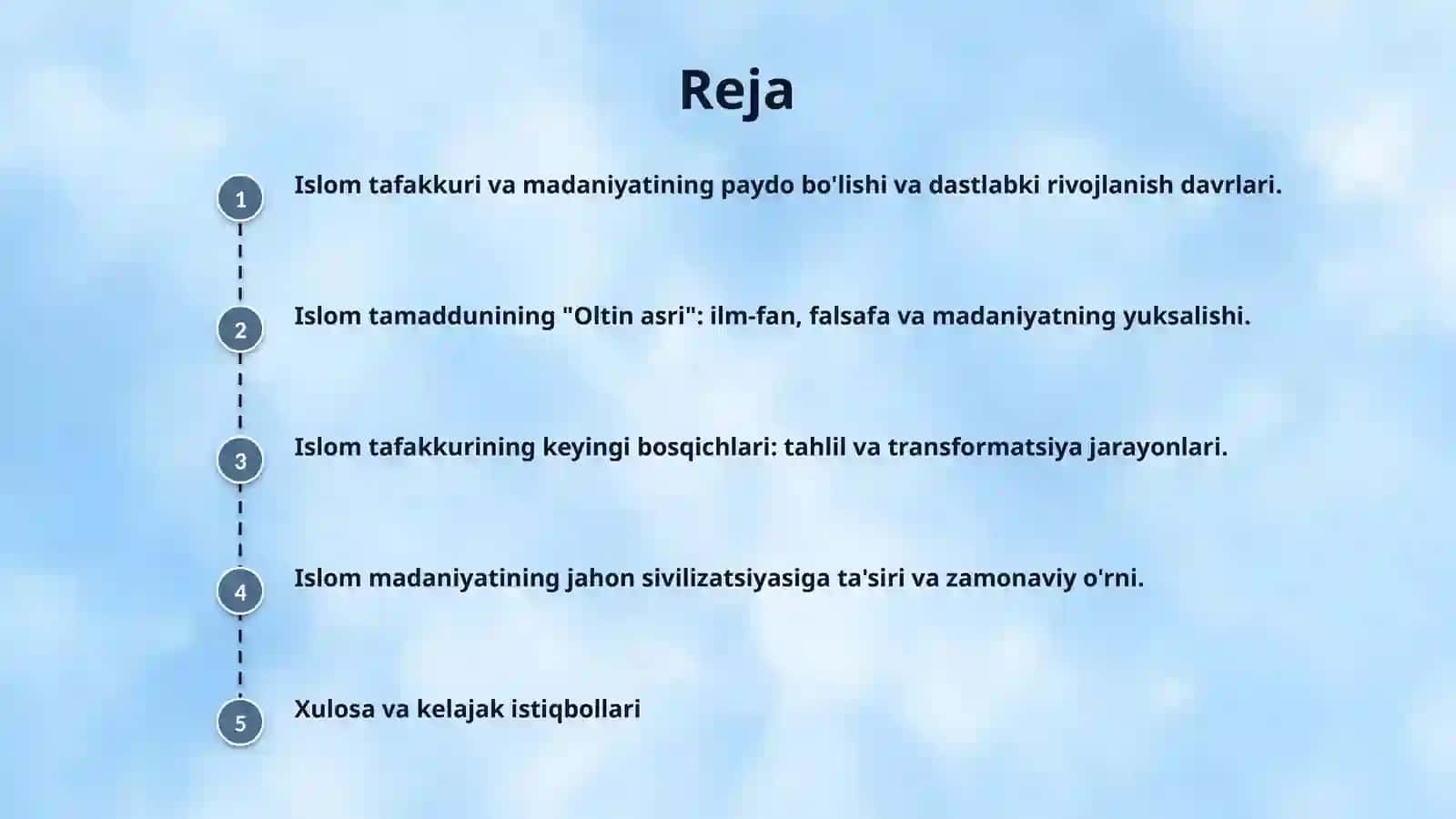 Islom tafakkuri va madaniyatining shakillaninsh bosqichlari. 2