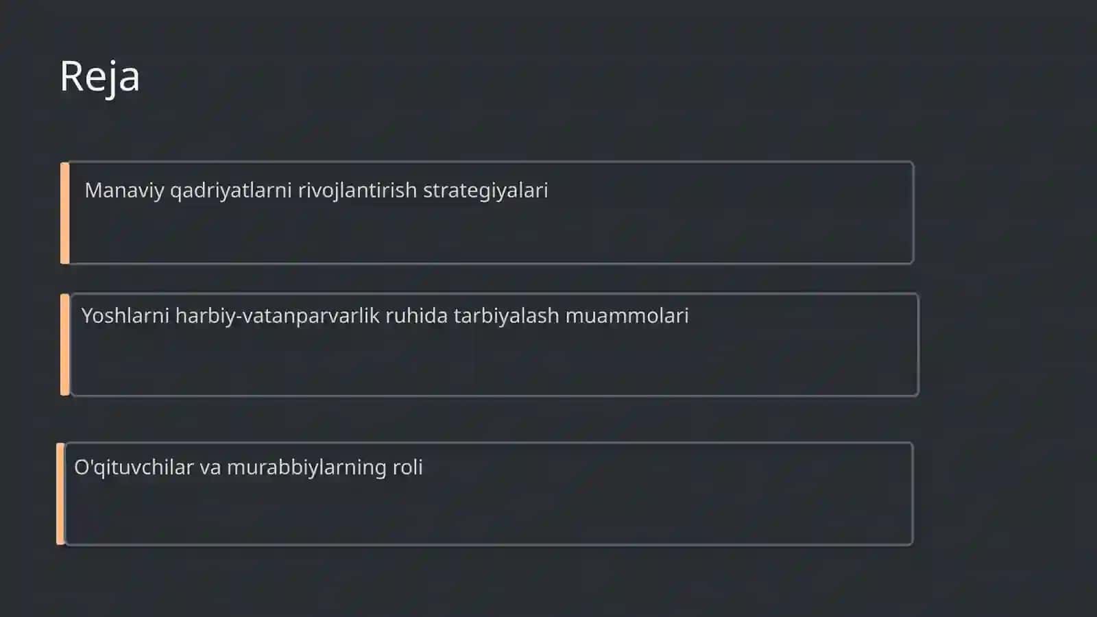 Yoshlar strategiyasi: Manaviy qadriyatni rivojlantirish 2