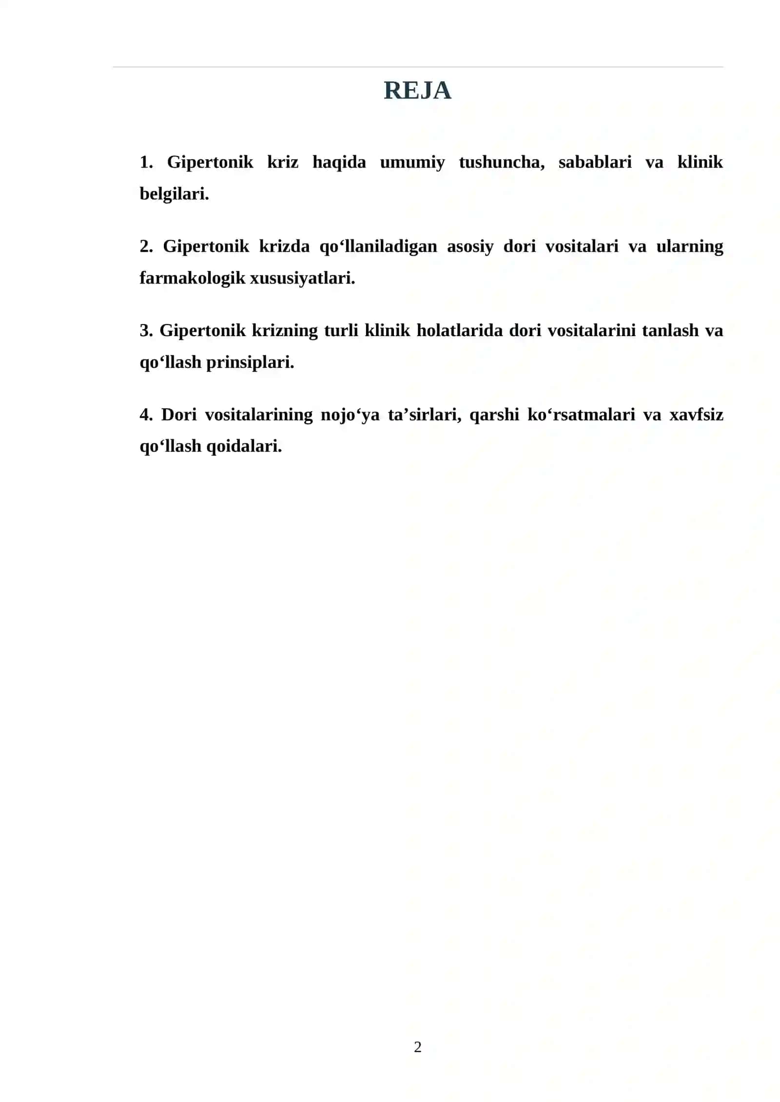 GIPERTONIK KRIZDA ISHLATILADIGAN DORI VOSITALARI 2026-yil 2