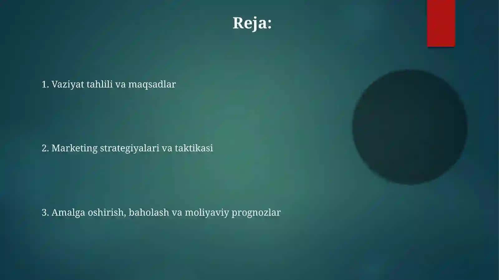 Restaran Biznesi Rivojlanishining Marketing Rejasi 2