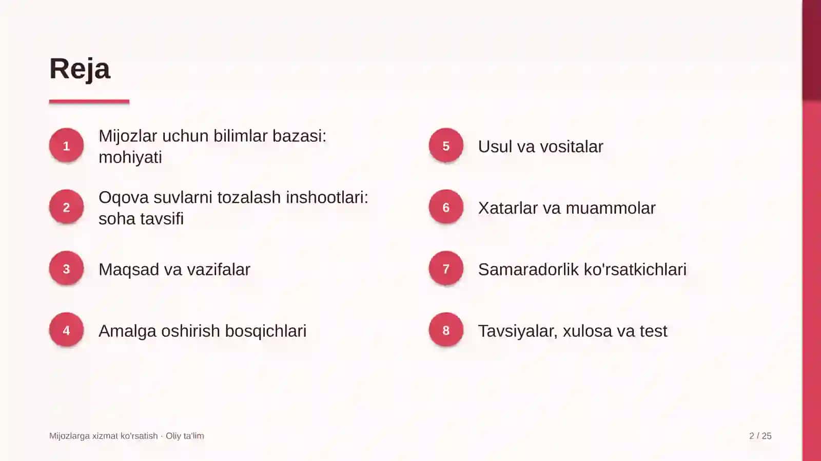 oqova suvlarni tozalash inshootlarida mijozlar uchun bilimlar bazasini yaratish 2131 2