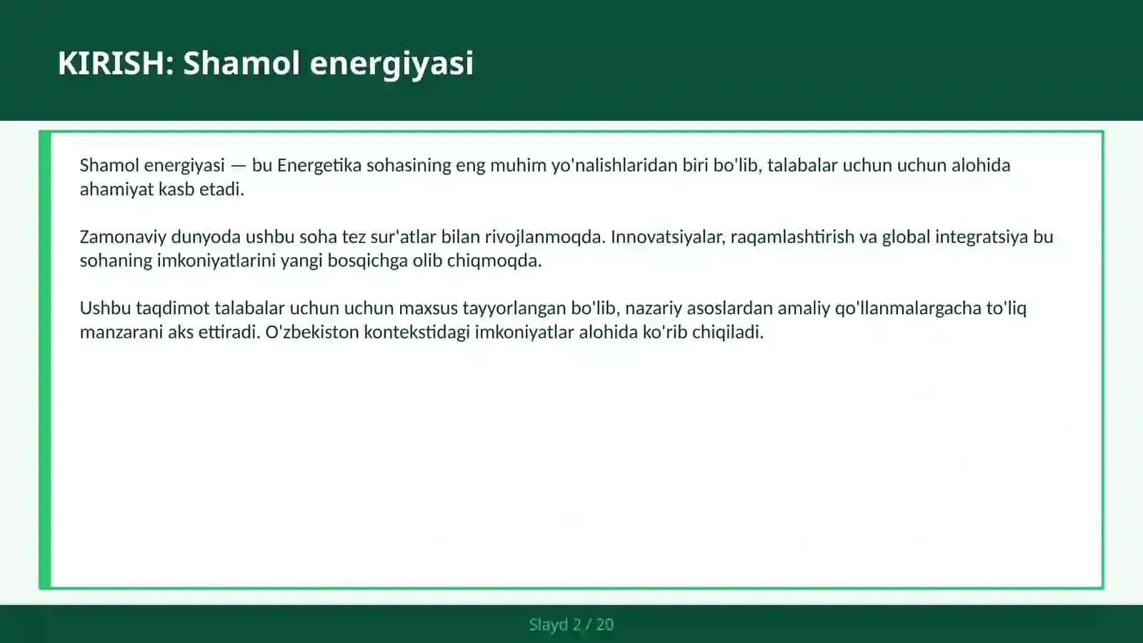 Shamol energiyasi 2