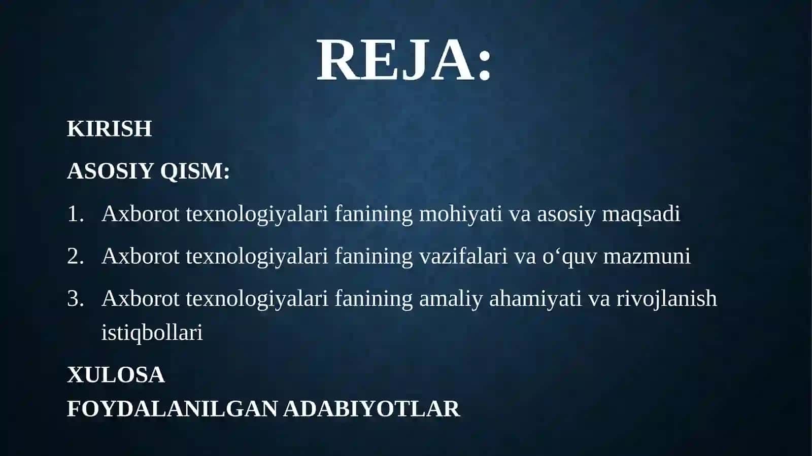 Axborot texnologiyalari fanining maqsadi va vazifalari 2