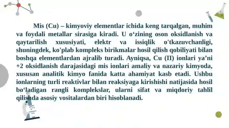 Cu (II) ni ammiak bilan spektrofotometrik usulda aniqlashning optimal sharoitlarni o‘rganish 2