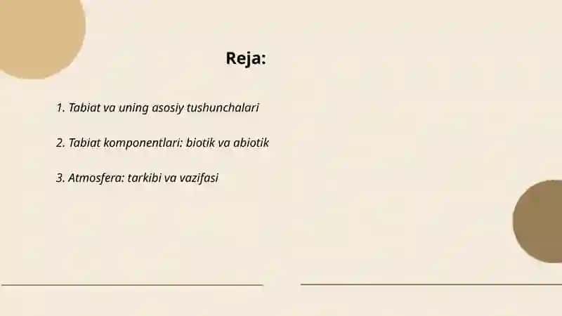 Tabiat haqida asosiy tushunchalar va tabiat komponentlari 2