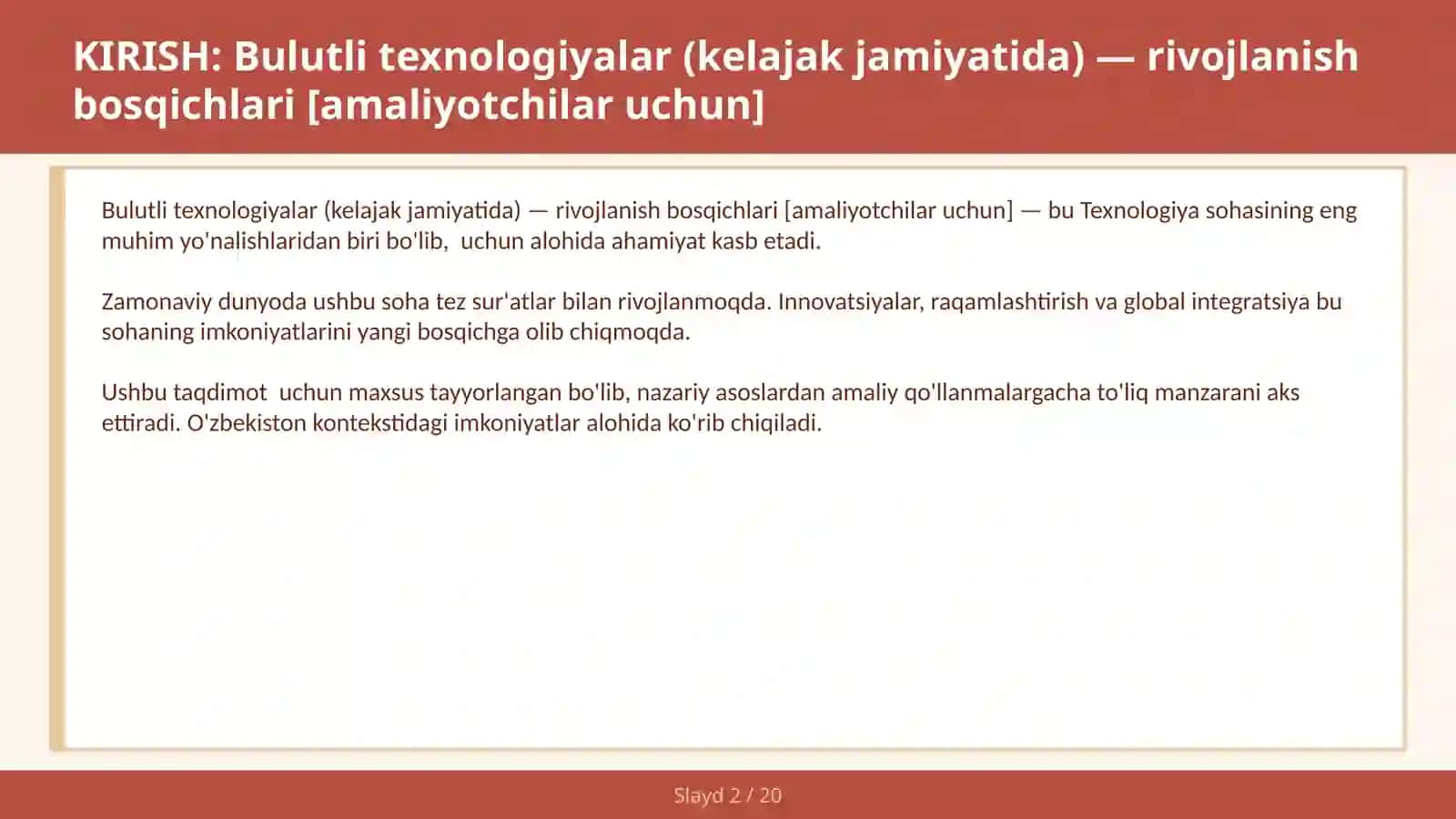 Bulutli texnologiyalar (kelajak jamiyatida) — rivojlanish bosqichlari [amaliyotchilar uchun] 2
