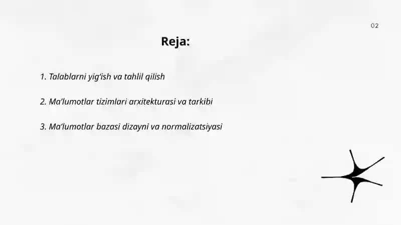 Ma’lumotlar tizimlarining qurilishi va ishlab chiqarilishi 2