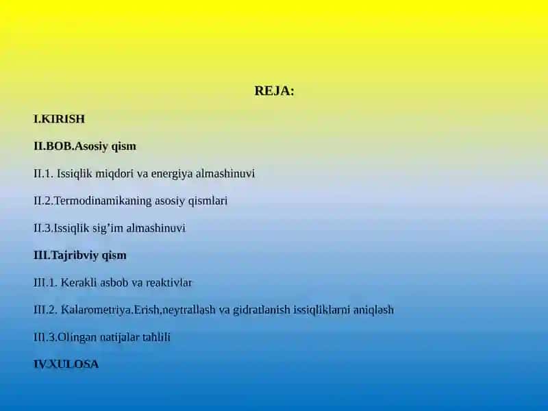 KALOROMETRIK O’LCHASHLAR 2