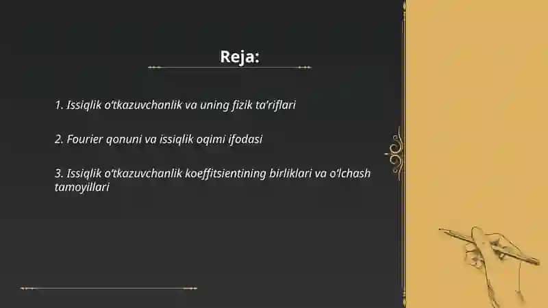 Issiqlik oʻtkazuvchanlik va uning koeffisienti 2