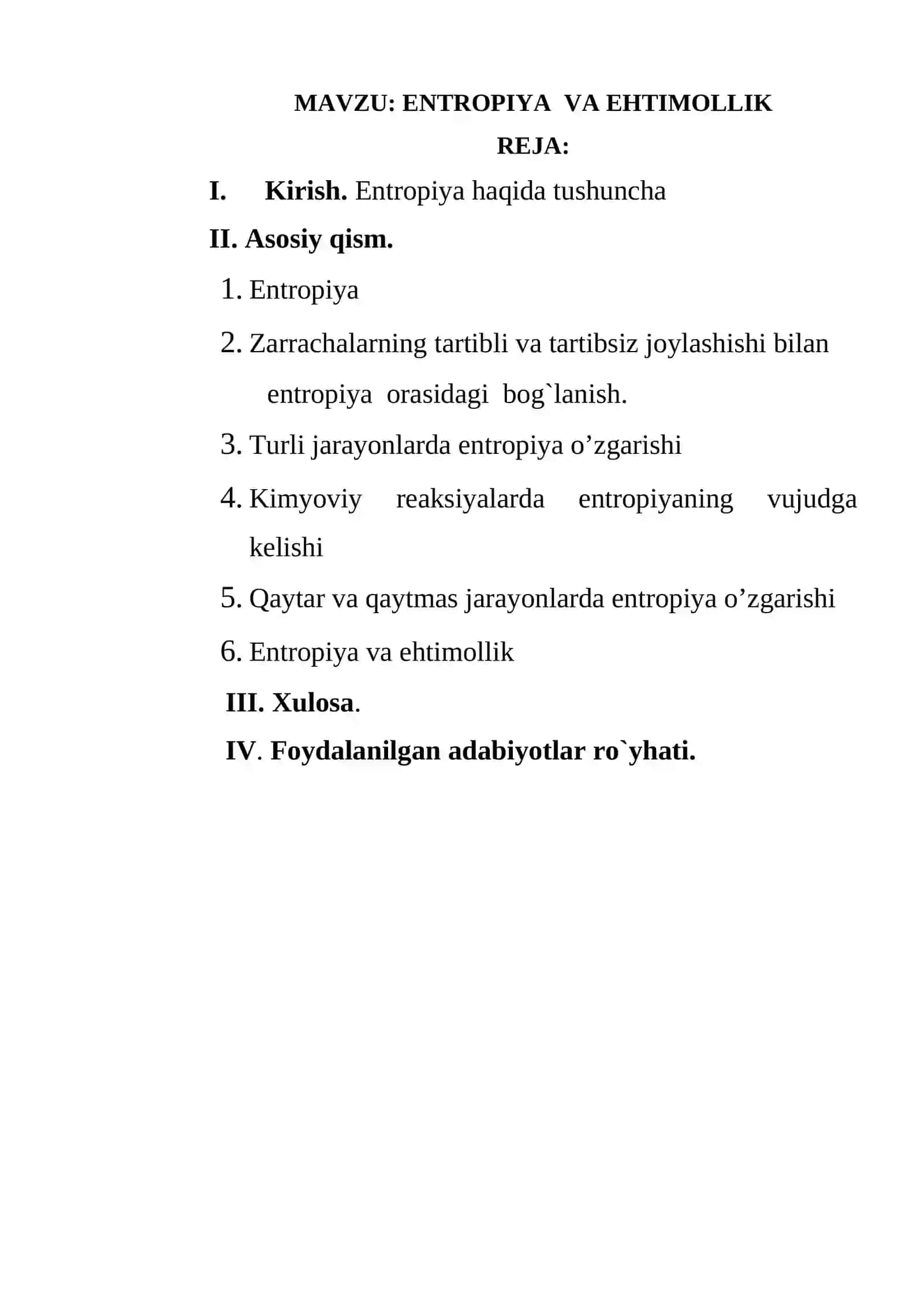 "FIZIK KIMYO'’ FANIDAN YOZGAN KURS ISHI" 2