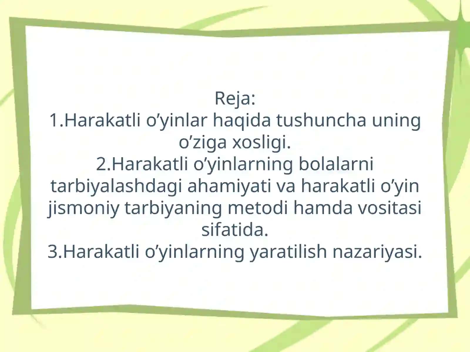Kichik,o'rta va kichik yoshdagi bolalarga beriladigan harakatlar o'yinlarni o'rgatish 2