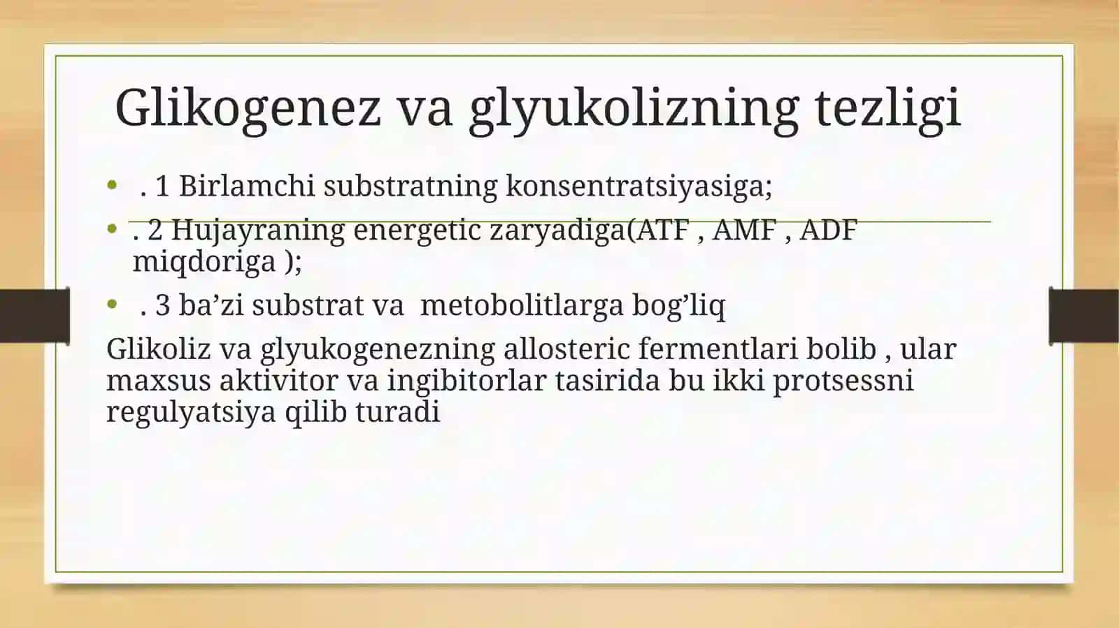 Jigar glikolizi glikogenezini boshqarish.Katexolamin va glyukokartikoidning uglevod almashinuvigata’siri 2