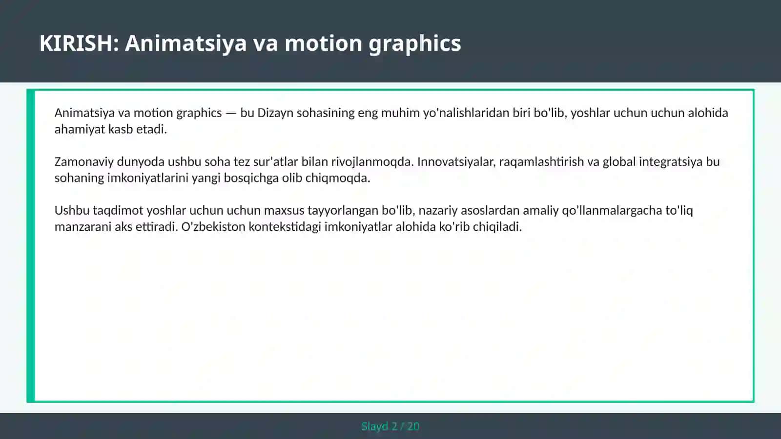 Animatsiya va motion graphics 2