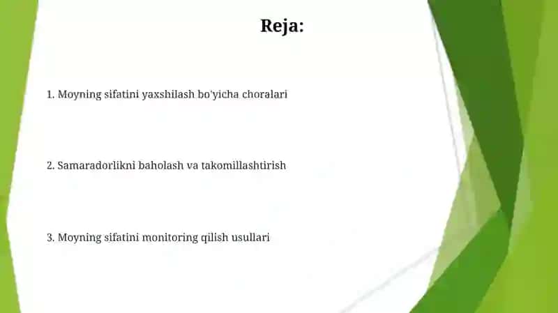 Moyning sifatini nazorat qilish va yaxshilash usullari 2