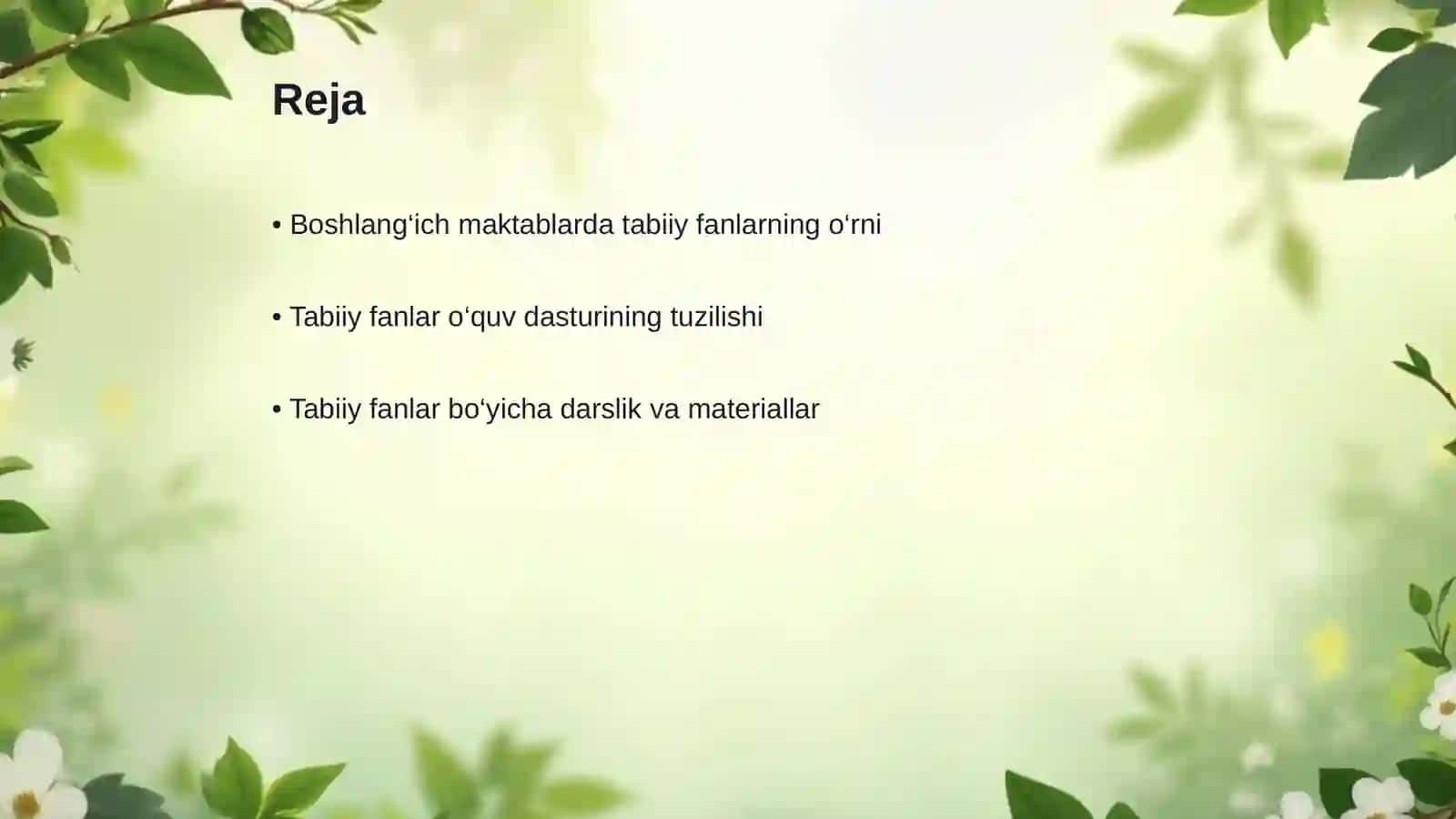 Boshlang‘ich maktablarda tabiiy fanlarning mazmuni, o‘quv dasturining tahlili 2
