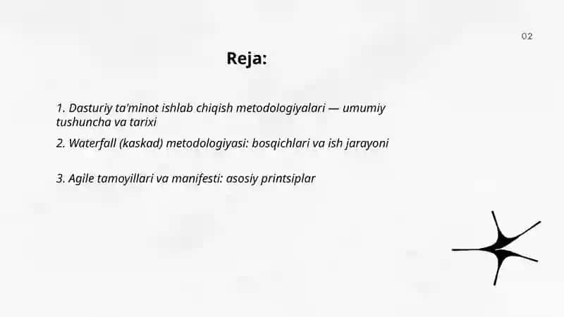 Dasturiy ta'minotni ishlab chiqish metodologiyalari 2