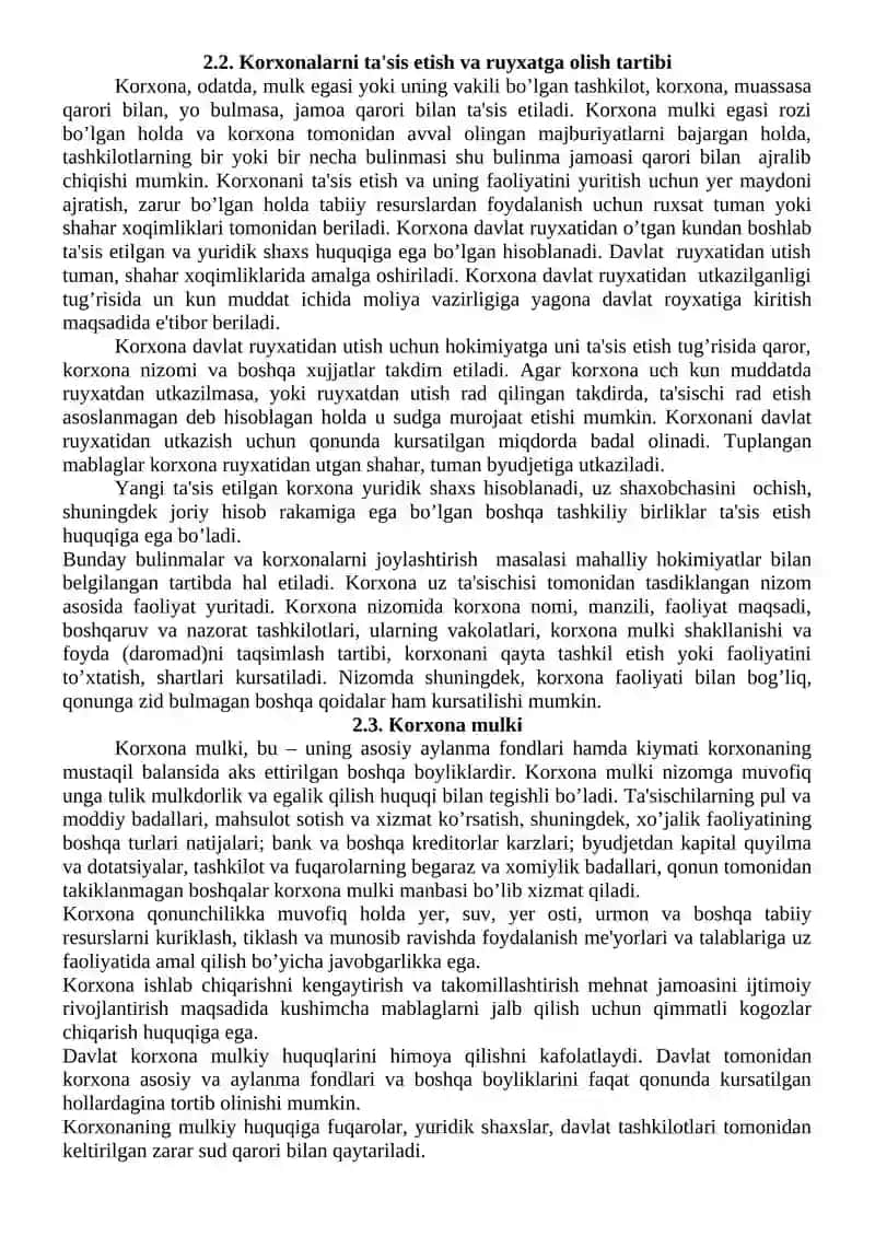 Korxona –kimyo va oziq-ovqat sanoatining asosiy bo’g’ini 2