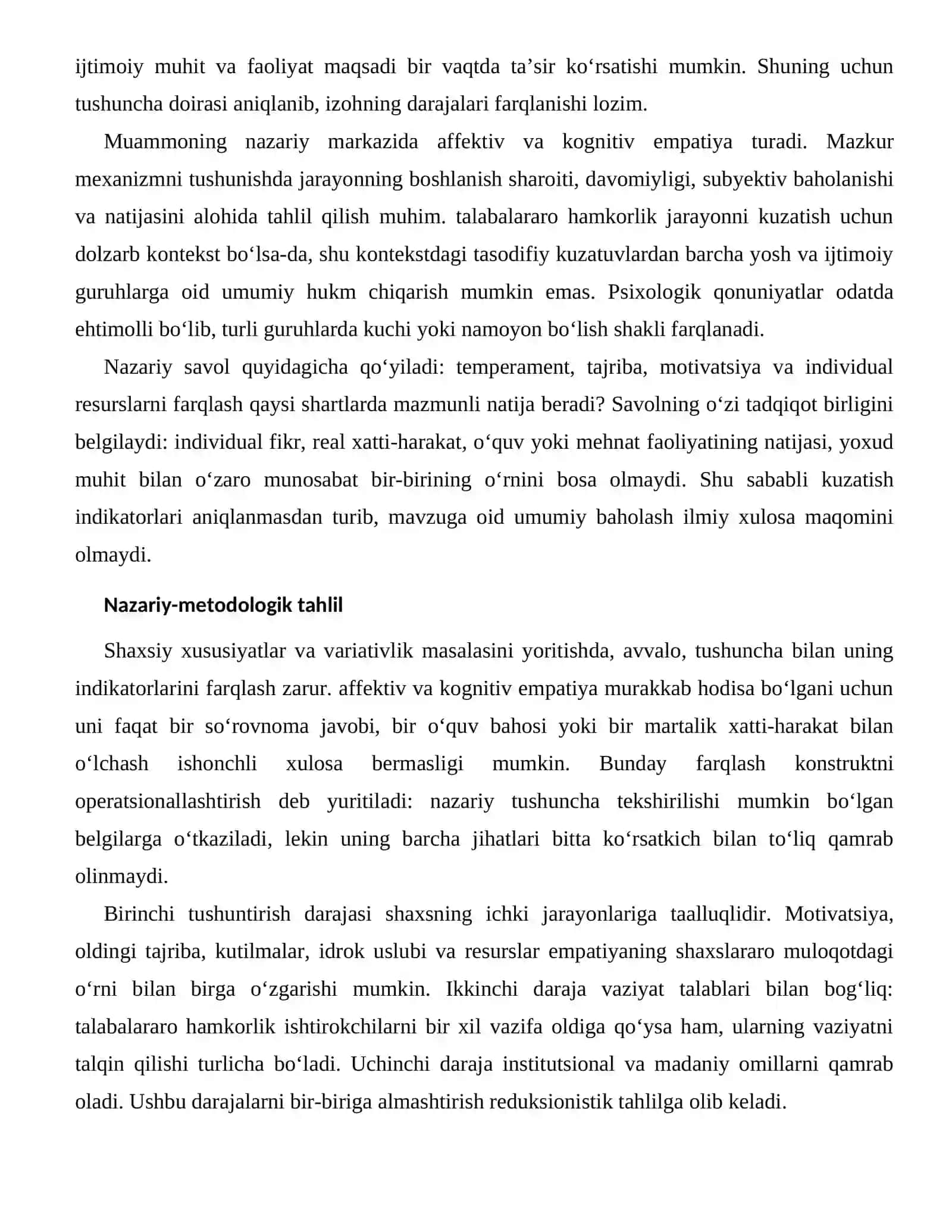 EMPATIYANING SHAXSLARARO MULOQOTDAGI O‘RNI — INDIVIDUAL FARQLARI 2