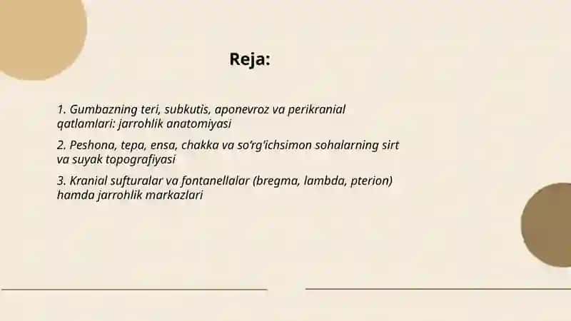 Boshning miya qismi jarrohlik anatomiyasi 2