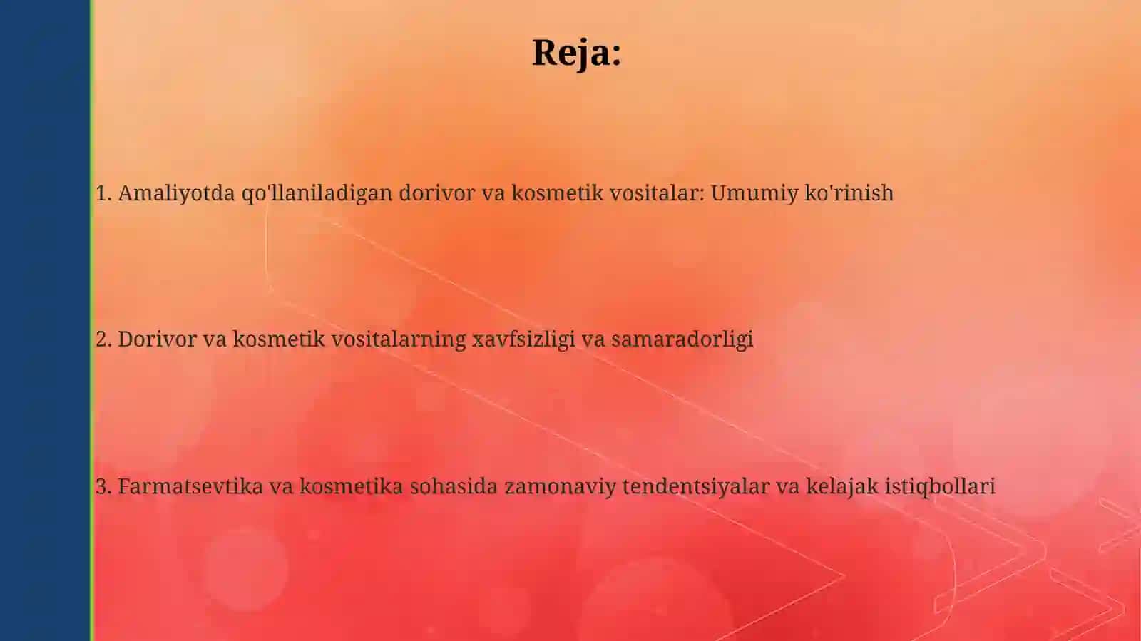 Tibbiy va kosmetologiya amaliyotida qoʻllaniladigan dorivor vositalari 2