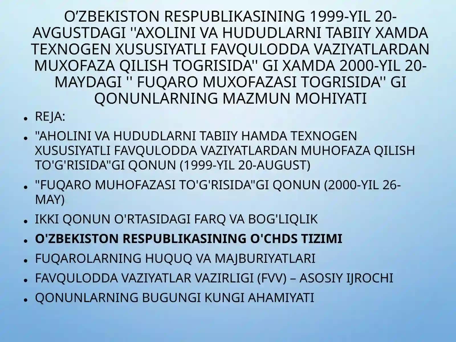 Muhofaza qilish to'g'risida qonunlar 2