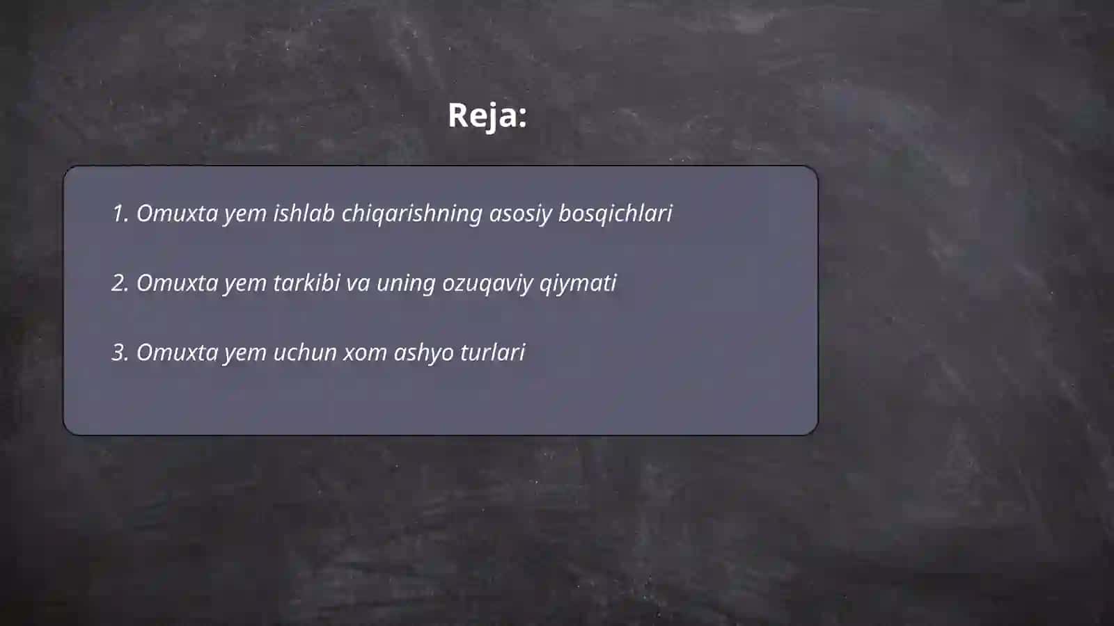 Omuxta yem ishlab chiqarish 2