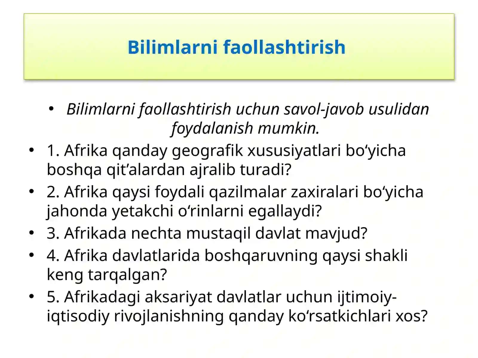 Bilimlarni faollashtirish 2