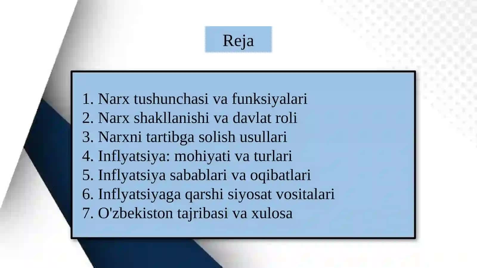 Bozor iqtisodiyotida davlatning narx siyosati va inflyatsiyaga qarshi siyosat 2