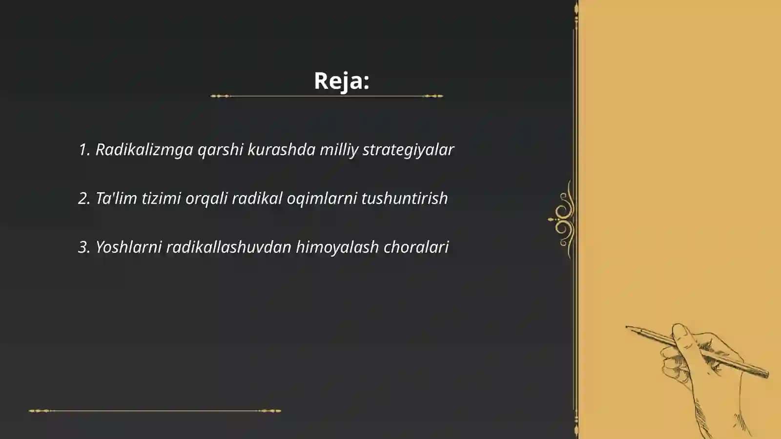 Oʻzbekiston davlat siyosatida radikal oqimlarga qarshi kurashning yoʻnalishlari 2
