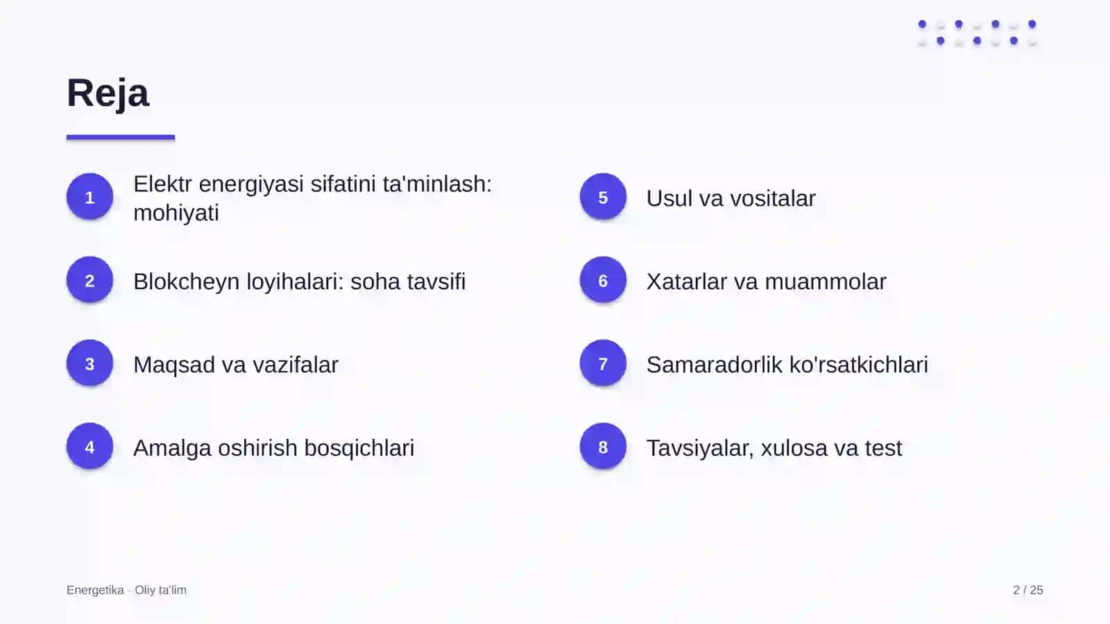 Blokcheyn loyihalarida elektr energiyasi sifatini ta'minlash 2