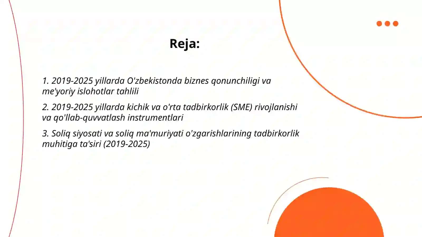 O`zbekistonda tadbirkorlik muhiti tahlili 2019-2025 2