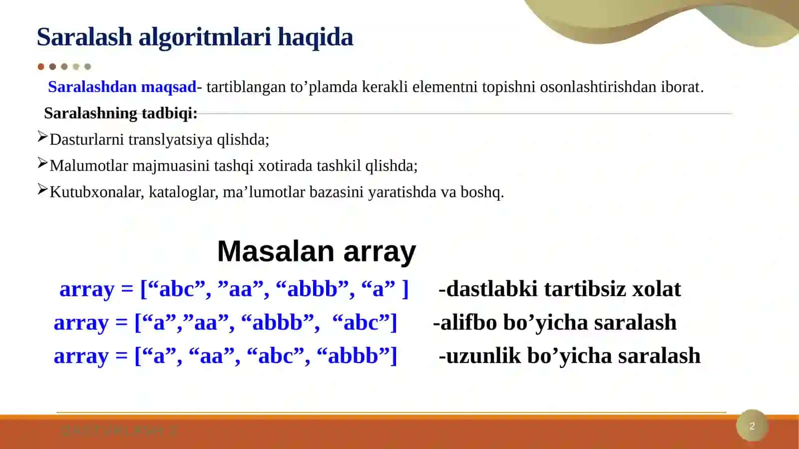 MURAKKAB SARALASH ALGORTMLARI 2