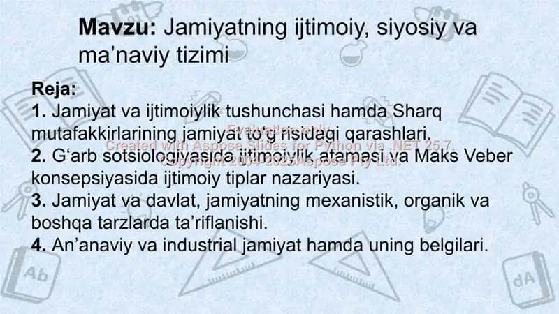 Jamiyatning ijtimoiy, siyosiy va maʼnaviy tizimi 2